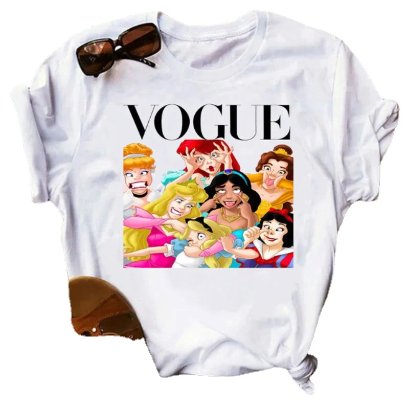 Disney Princess Collection Snow White Print T-Shirt Women's Summer Women's Short Sleeve  Vintage Streetwear  Clothes Women