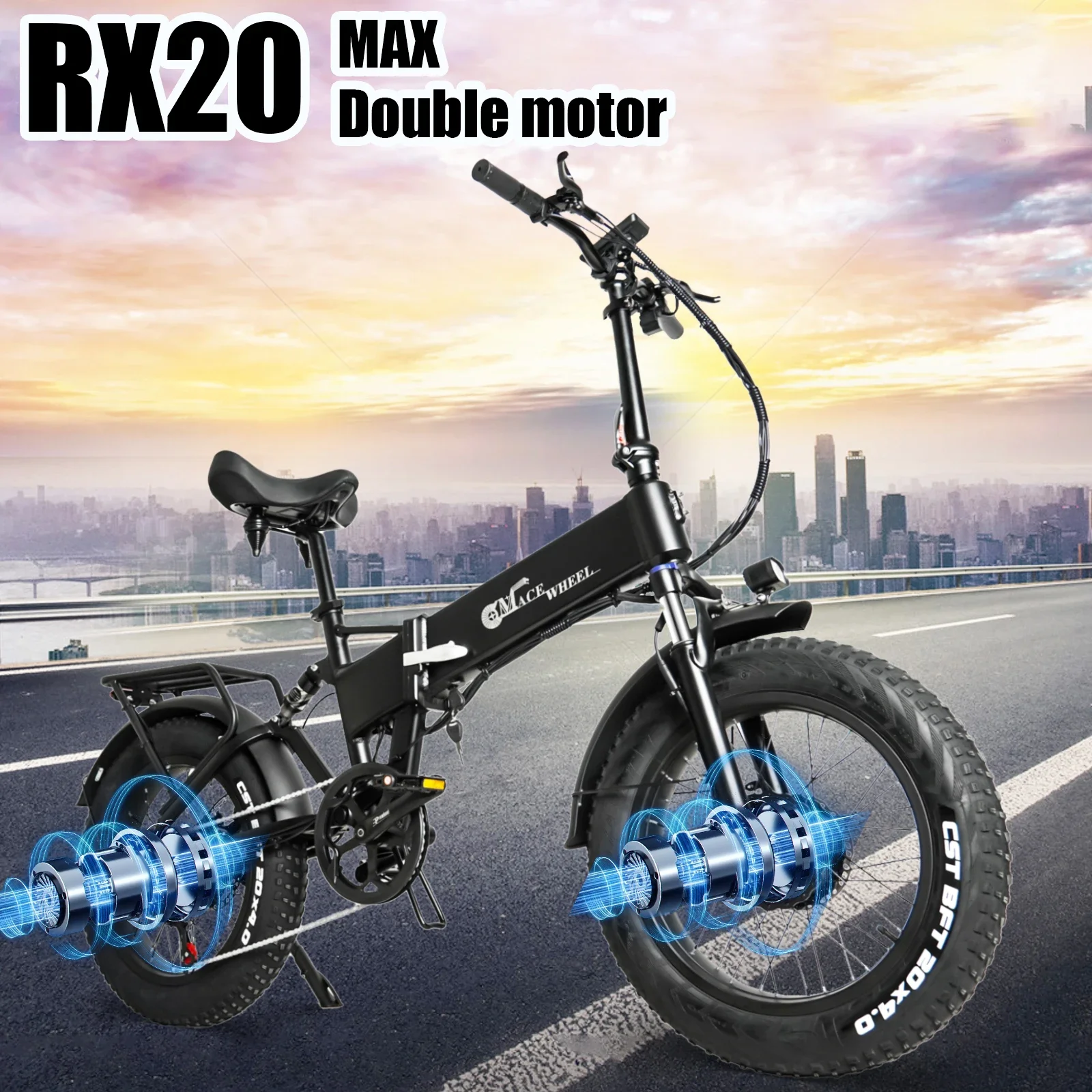 Folding Mountain Electric Bicycle JAS20MAX, 2000W, 48V, 17Ah, 20 inches, 4.0 fat, delivered within the European Union