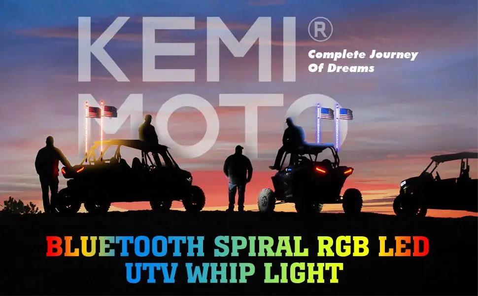 KEMIMOTO UTV ATV 3FT Spiral-LED-Peitschenlicht mit APP-Fernbedienung, IP67 wasserbeständig, kompatibel mit Polaris RZR für Can-Am X3 – Detail 1