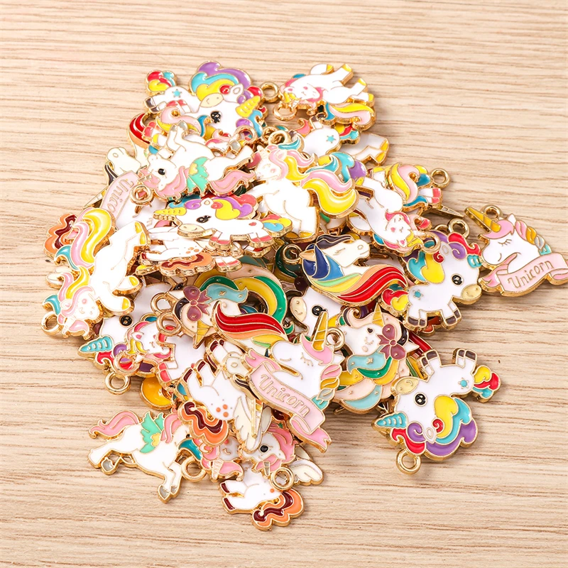 10 Stück Cartoon Tier Charms Emaille Pferd Charms für Schmuckherstellung Ohrringe Anhänger Halsketten Armbänder DIY Bastelzubehör – Detail 15