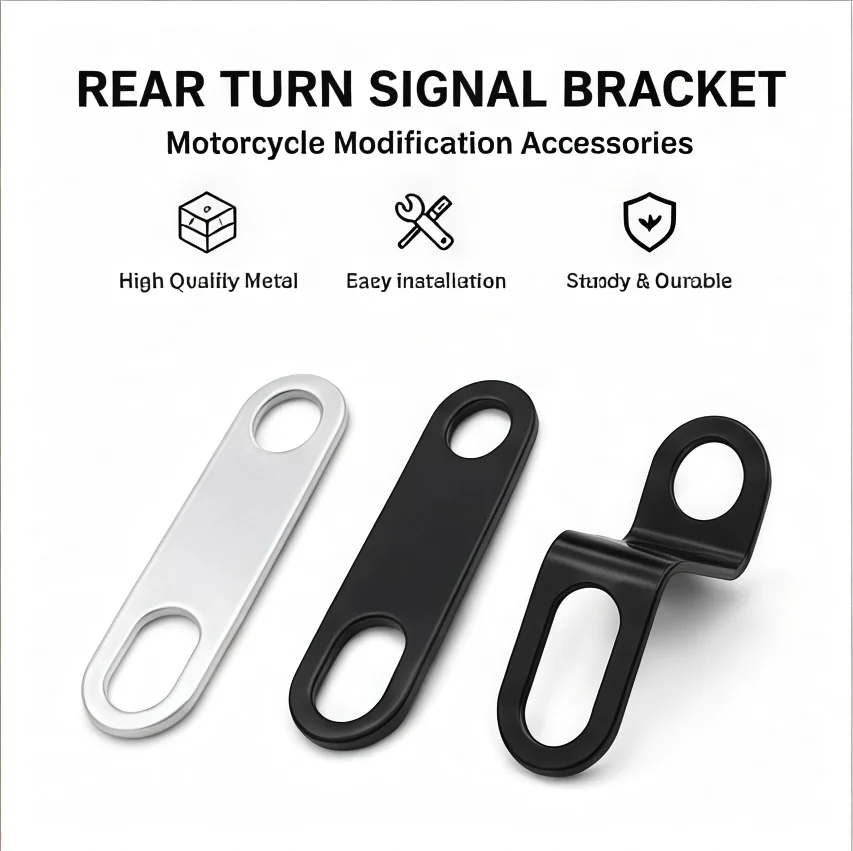 Universal Motorcycle Turn Signal Mount Brackets Straight & Bent Indicator Light Holders For Harley Motorbike Black Silver
