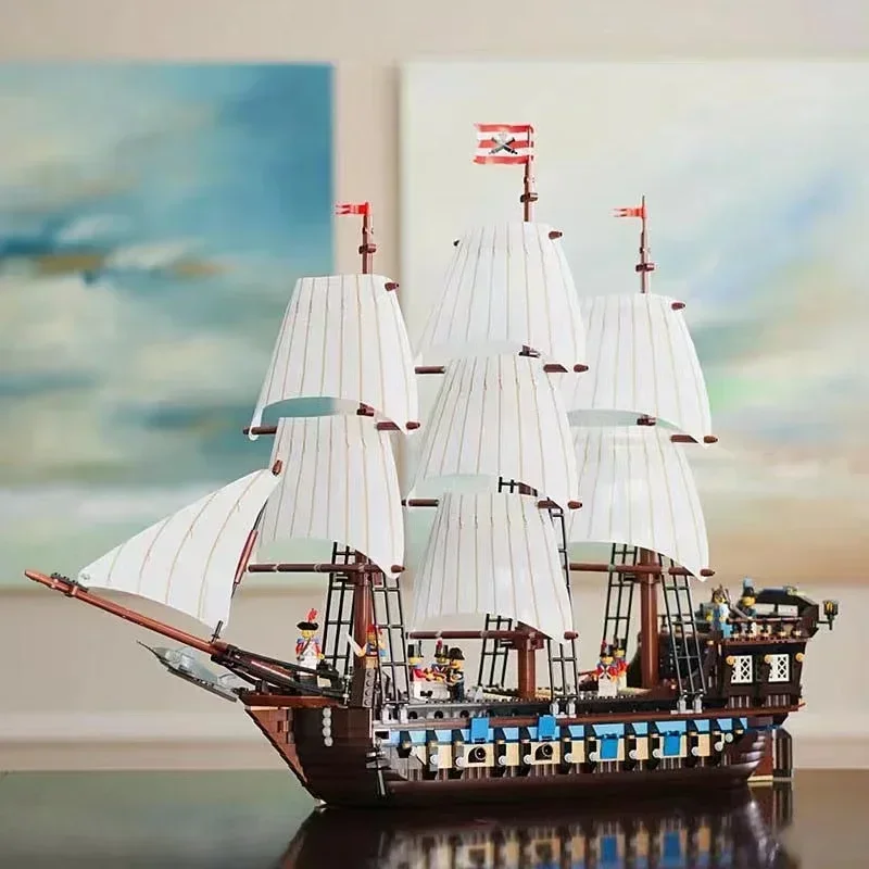 Pirates of the Caribbean series Imperial Battleship Puzzle Building Blocks Sailing Ship Model Assembly Toy Gift Assembly Toy Mod