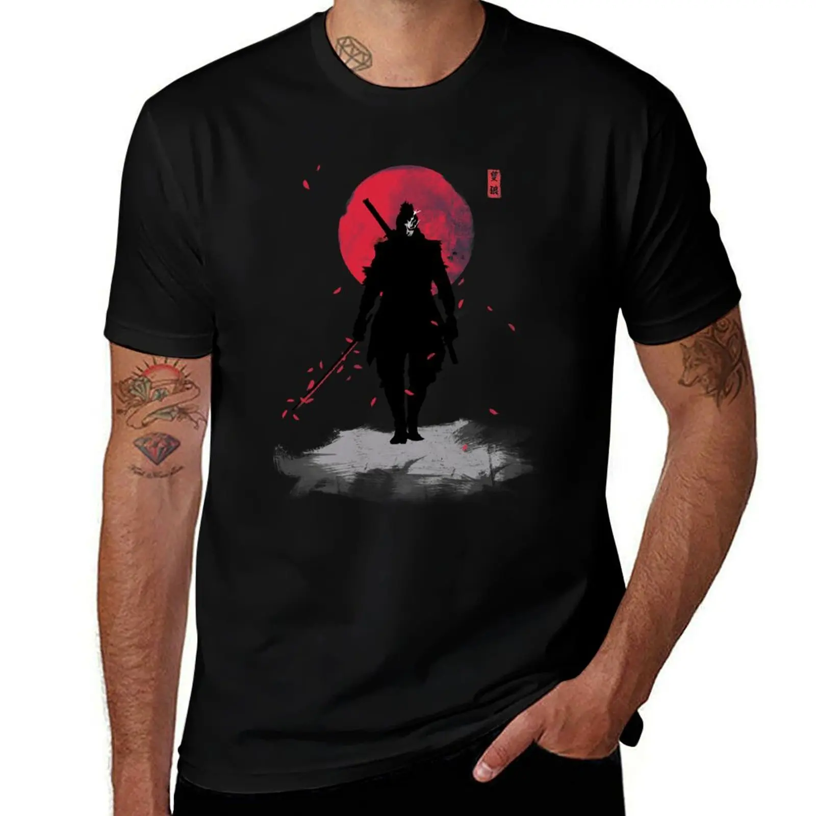 One Armed Wolf T-Shirt Casual Graphic Print Tee T-Shirt