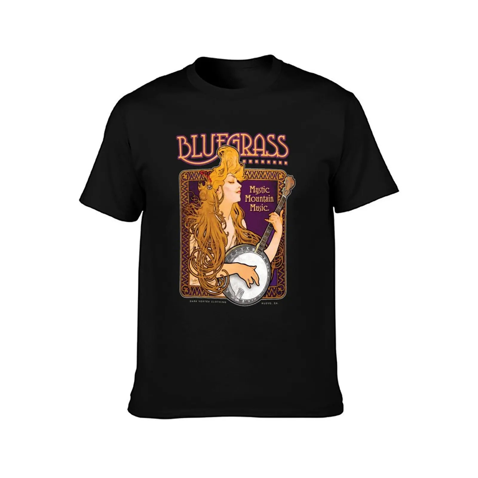 Bluegrass Shirt Alphonse Mucha Inspired Banjo Girl T-Shirt Casual Everyday Wear T-Shirt