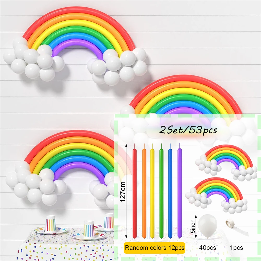 Rainbow Long Balloon Matte Balloon Set Long Strip Latex Balloon Mix DIY Birthday Party Christmas Decoration Baby Shower Balloons