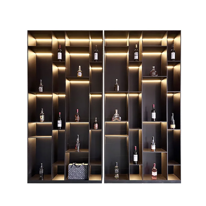 Minimalist Narrow Edge Display Cabinet, Stainless Steel Shelves, Metal Open Storage, Living Room Wine Rack, Recessed Wall Niche