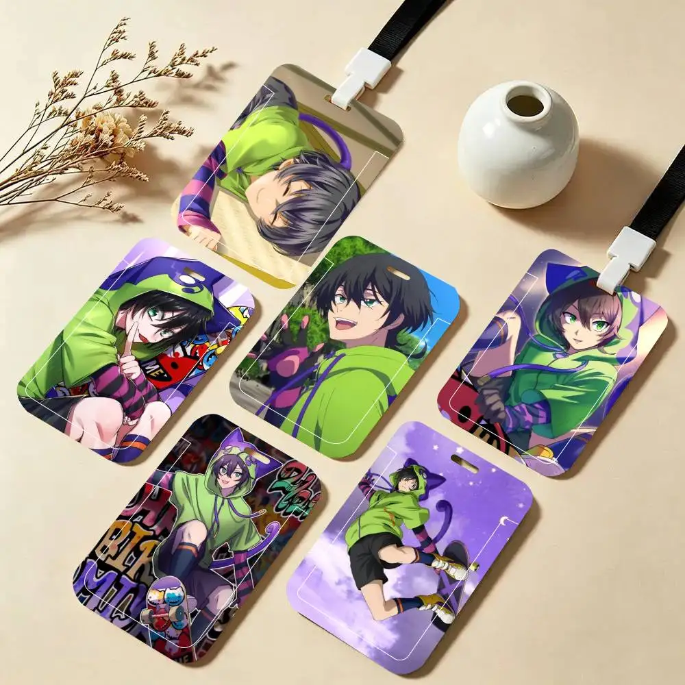 Porta Tarjetas de Identificación Anime Chinen Miya con Correa para el Cuello, Colgante, Porta Credenciales, Llavero, Estuche para Tarjetas de Trabajo, Regalo