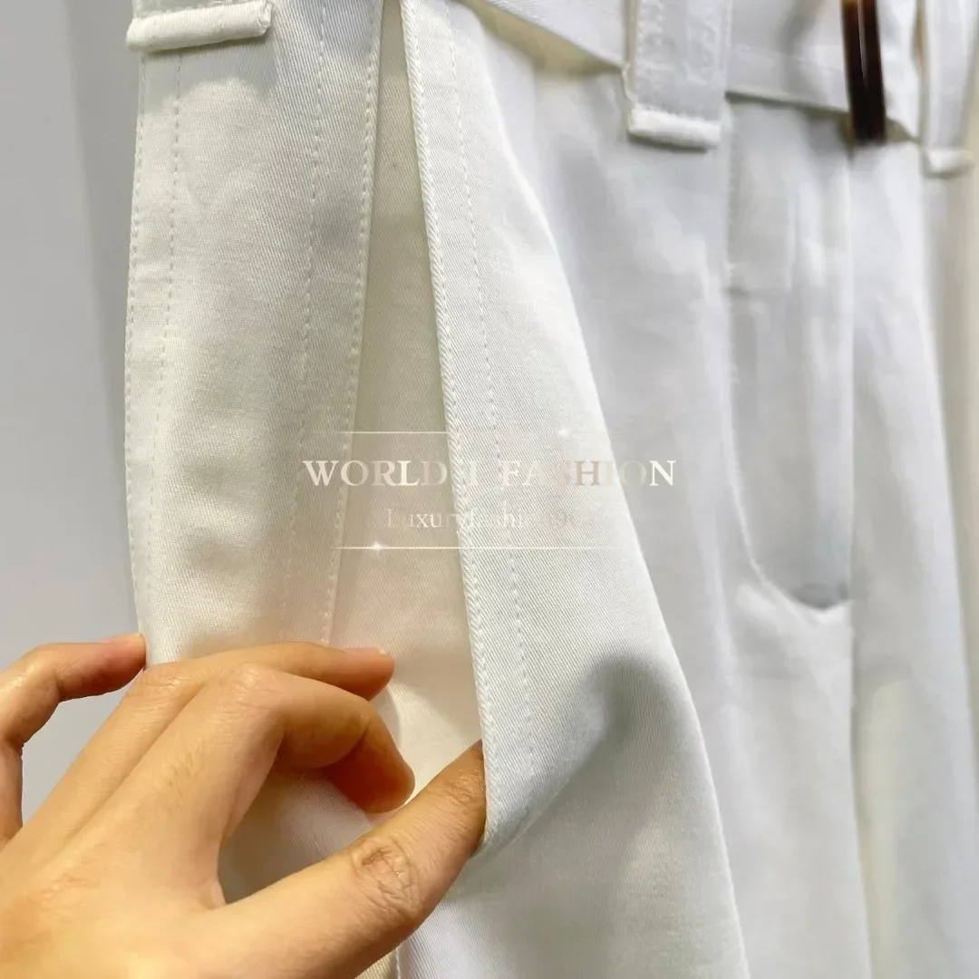 2025 Neue hochwertige weiße Cargohose, stilvolle, bequeme Streetwear-Mode