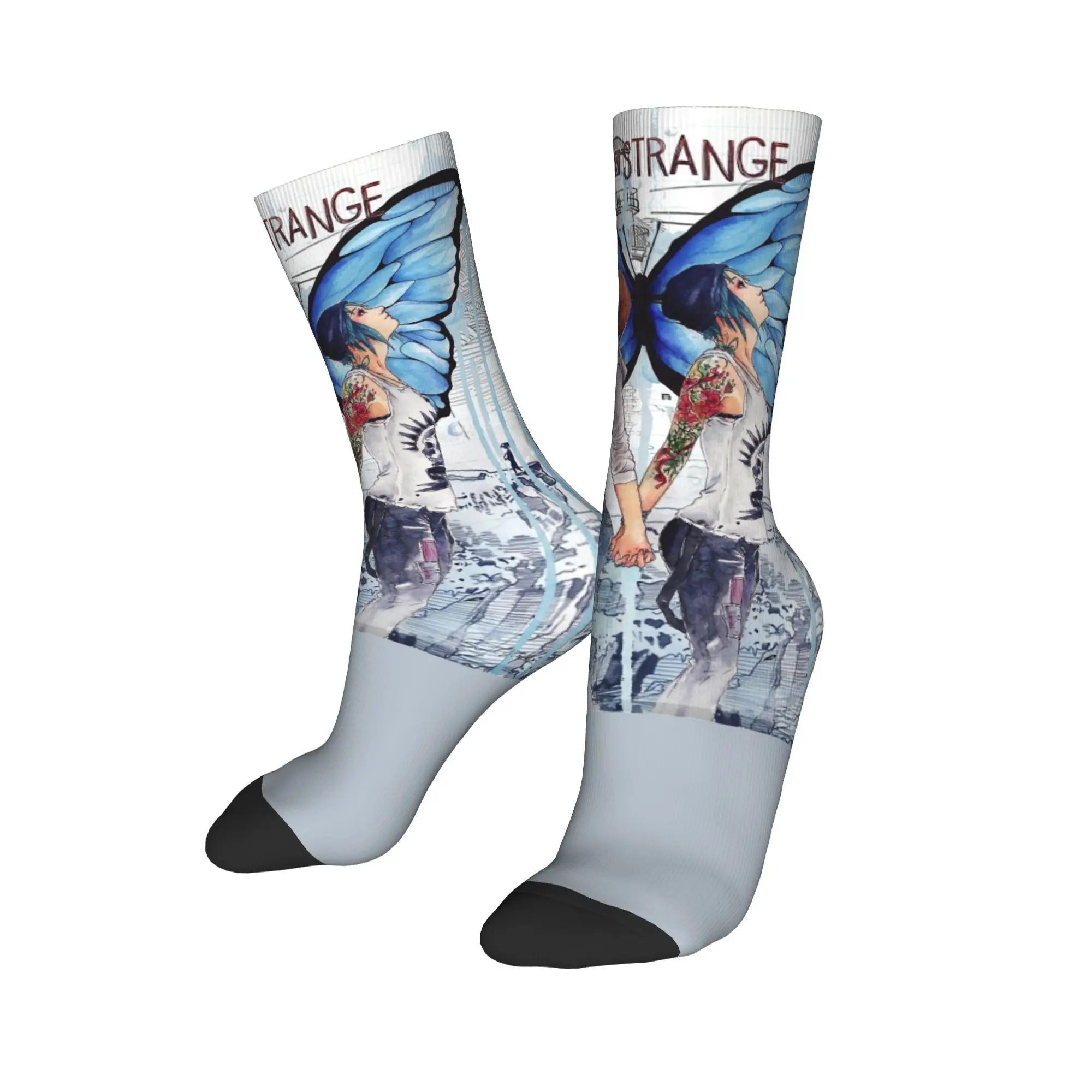 

Men Women Life Is Strange Max and Chloe Butterfly Socks Non-slip Trendy Crew Socks Best Gift