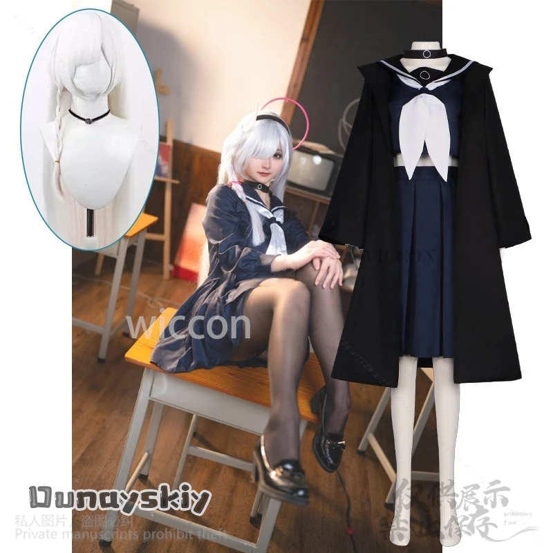 Anime Game Blue Archive Cosplay Prana Black Arona Cute Black Sailor Clothing Skirt Game Female Jk Daily Costume Wig Halloween