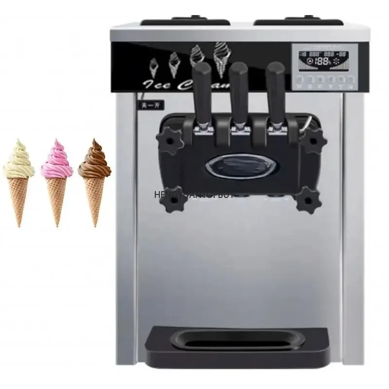 New Commercial Ice Creme Machine Automatic Three Flavors Soft Serve Ice Cream Machine Table Top Ice Cream Maker Best Price
