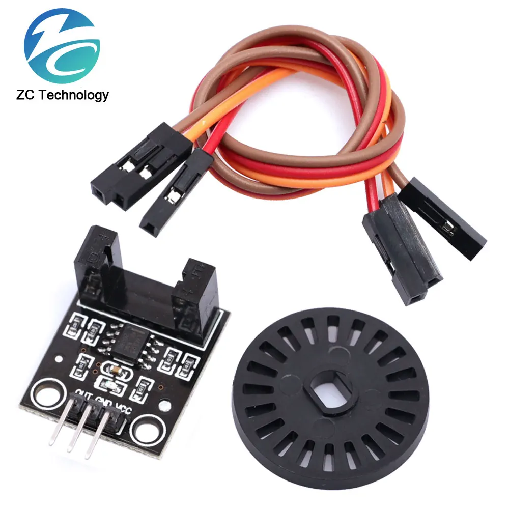 2Set Double Speed Measuring Sensor with Photoelectric Encoders Kit top For arduino Tacho Slot-type Optocoupler Counter Module