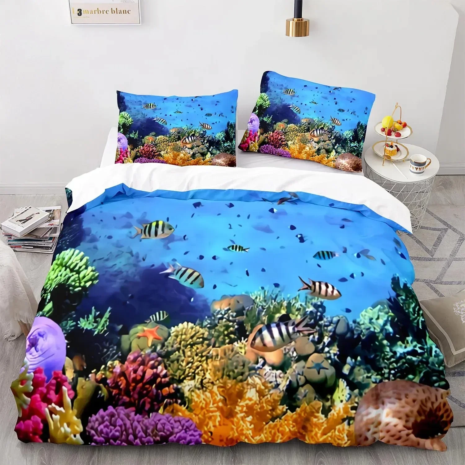 Underwater World Marine Animals 3D Duvet Cover Bedding Set Comforter Linen Pillowcases Home Decor Single Double Twin King Queen