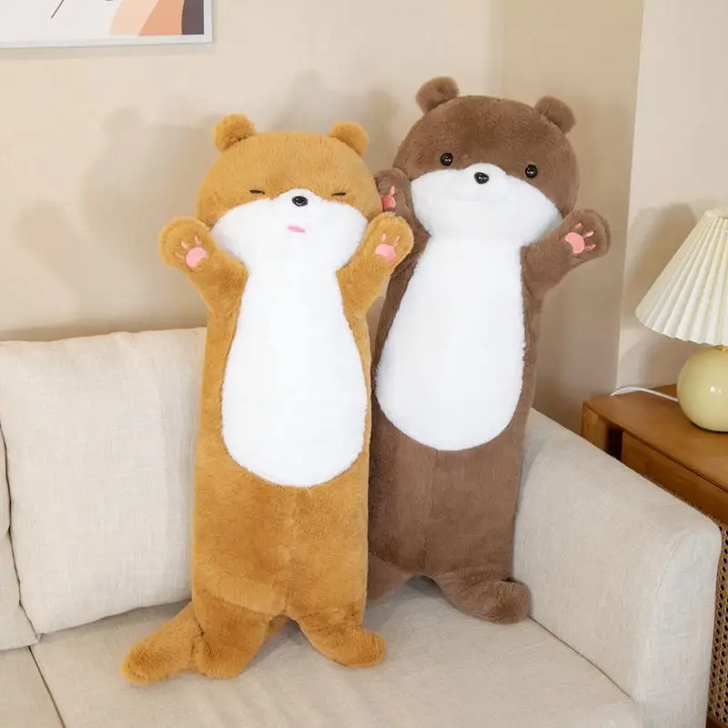 80Cm Mooie Otter Pluche Speelgoed Gevulde Realistische Wild Dier Poppen Zachte Luiaard Lange Kussen Kerst Room Decor Gift Voor kids