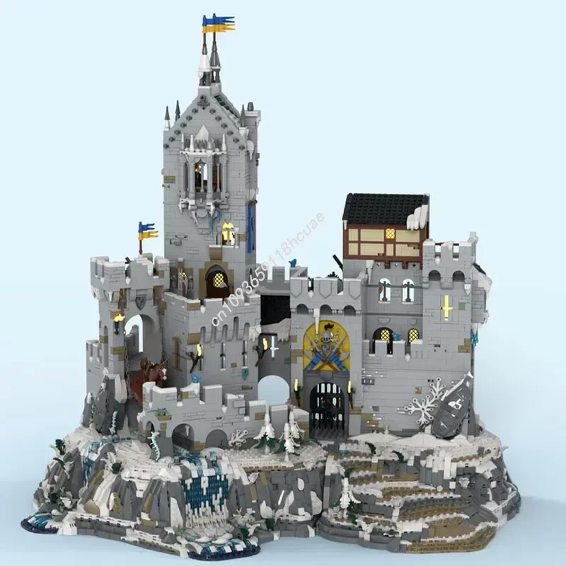 

Moc Medieval Modular Mountain Fortress(BASE UPGRADE)CASTLE Model Building Block Diy Creative Assembly Toys Christmas Gift