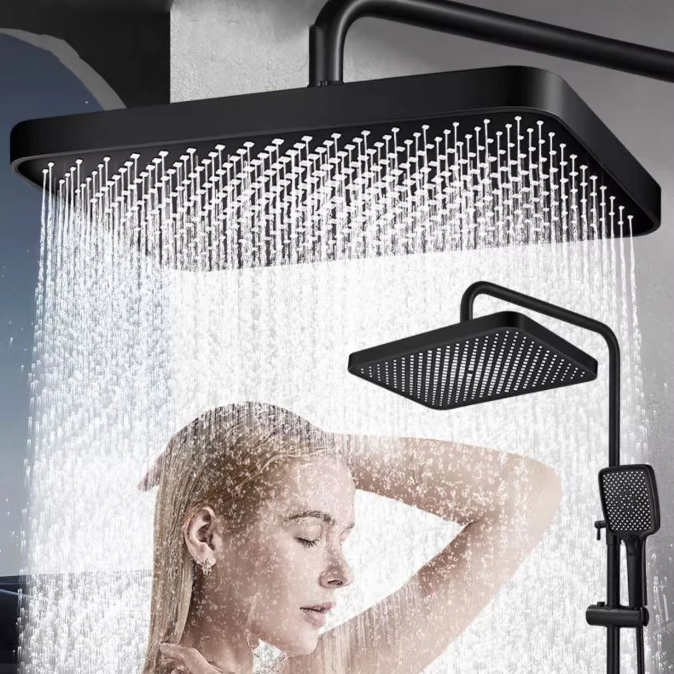 ارتفاع ضغط دش رئيس دش الملحقات أسود/فضي لوحة كبيرة دش رئيس توفير المياه دش أعلى رذاذ #3