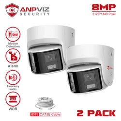 Anpviz-Caméra de surveillance POE en temps réel, objectif touriste, détection de véhicule humain, audio bidirectionnel, ultra large, ange 180 °, IP67, 8MP, 2 pièces