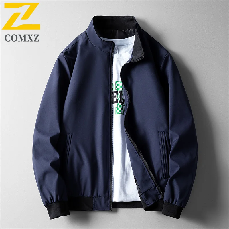 

New Spring Men Baseball Jacket Fashion Stand Up Collar Zipper Solid Color Coat Loose Breathable Outdoor Sports Baseball Uniform
