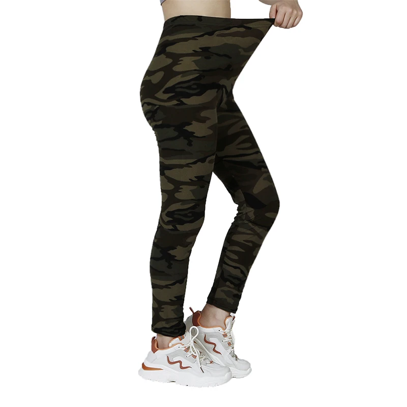Camo Printed White Gray Women's Casual Sports Leggings With High Elasticity Slim Fit And Cropped Pants