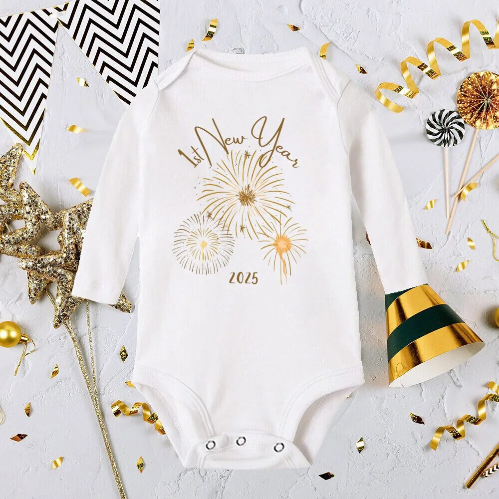 My 1st New Year Baby Boy Girl Long Sleeve Romper Fashion Casual Robe Ropa Newborn Baby Bodysuit New Year Holiday Best Gift