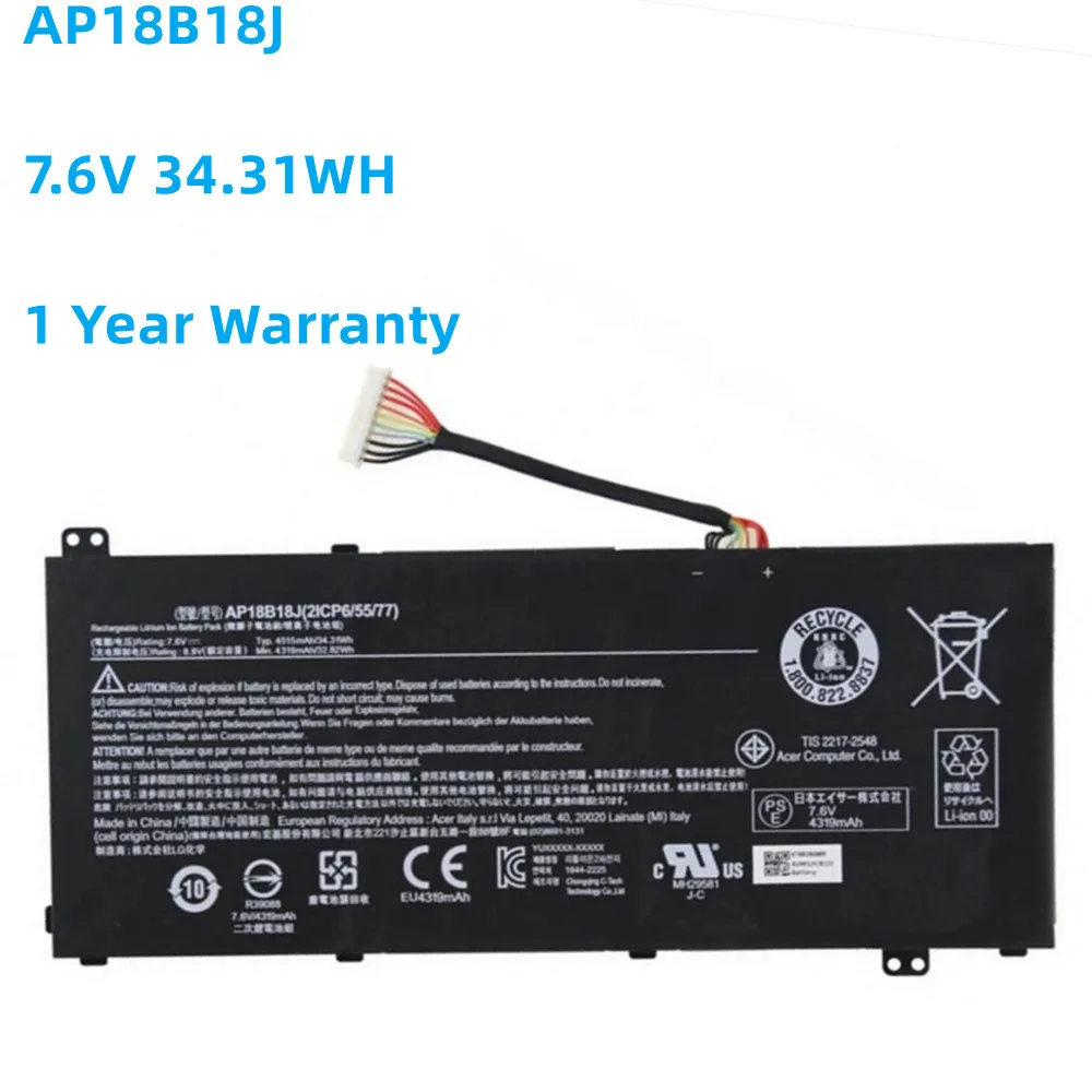 

AP18B18J 7.6V 34.31Wh Laptop Battery for Acer Aspire 3 A314-32 A314-33 Series 2ICP6/55/77