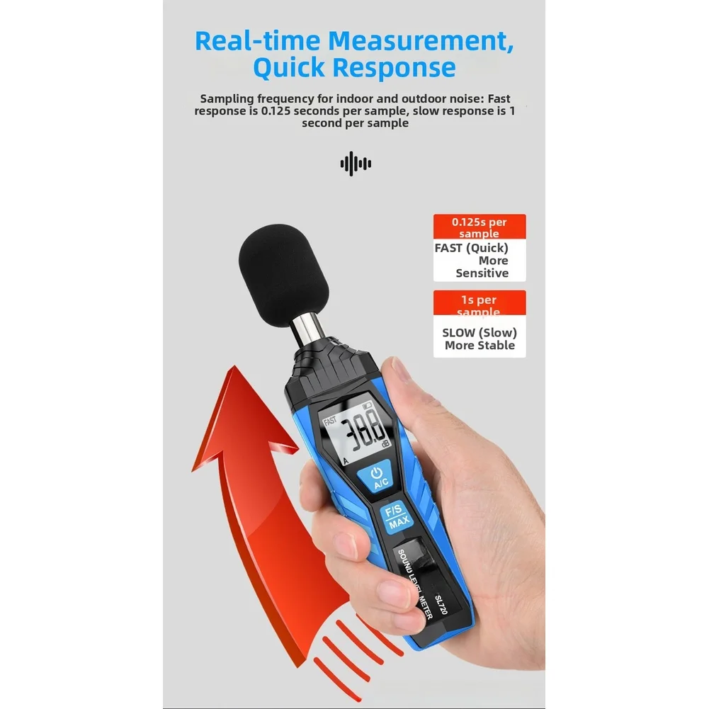 /SL720 /Digital /Sound Level Meter 30-130dB Noise Detector With Fast For Response And Backlit LCD For Industrial Acoustic Testin