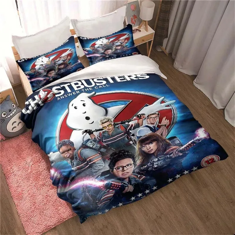 

Cartoon Ghostbusters Duvet Cover Pillowcase Bedding Set Adult Boys Girls Bedroom Decoration Children Gift Single Double Size