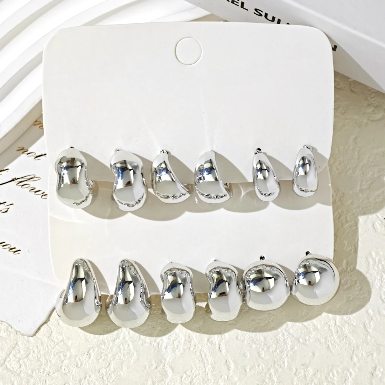 Womens Retro Personalized Creative CCB Earrings Large Set Minimalist Versatile Geometric C Shaped Earrings Studs