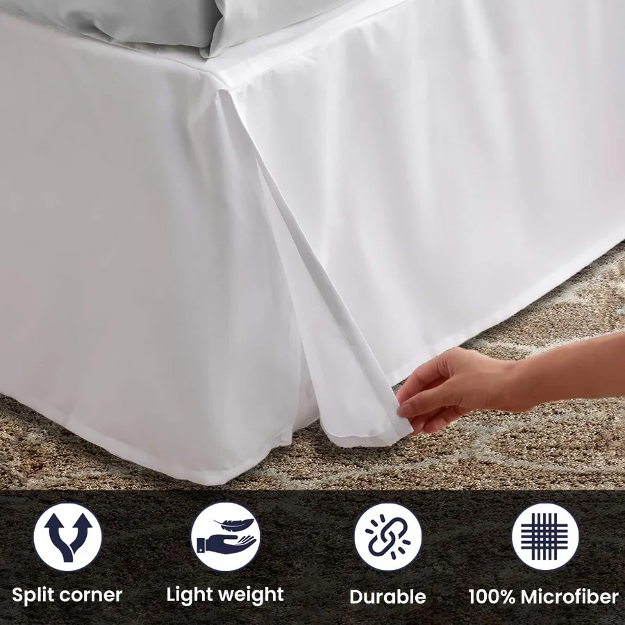 تنورة سرير متدلية مقاس 18 بوصة مقاس كوين لديكور غرفة النوم الحديثة على طراز منصة مع مقاس آمن ومظهر كلاسيكي أنيق #3