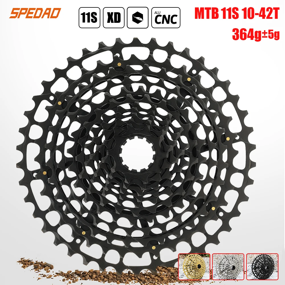 SPEDAO Bicycle Cassette 11 Speed 10-42T CNC Machining Ultralight 364g Mountain Bike Sprocket Fit for Sram XD Bicycle Freewheel