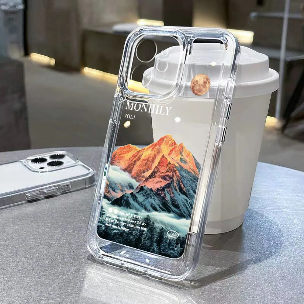 Retro Sunset Snow Mountain Phone Case For Samsung A54 Case S23 Ultra A53 A52S A33 A52 A32 A34 A13 A72 S22 S21 Ultra S20 FE Cover