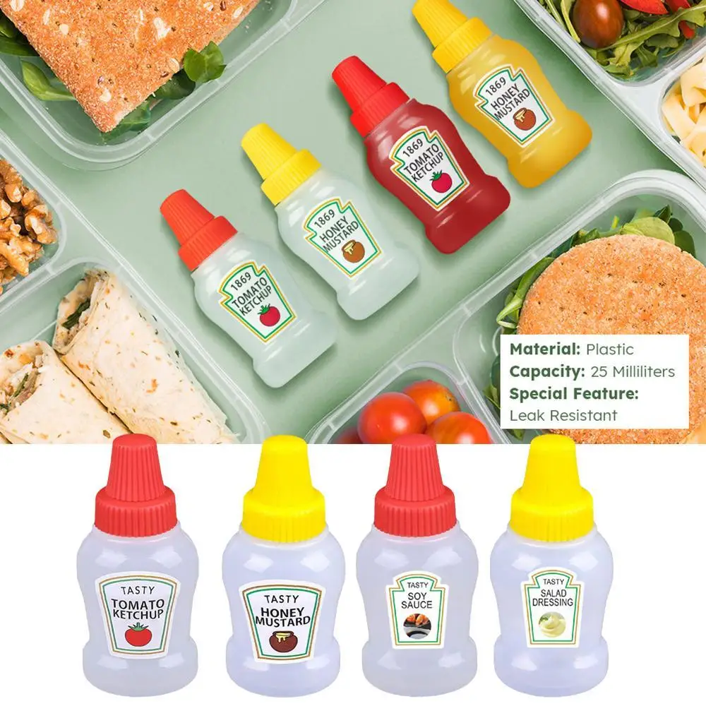 2/4pcs Mini Lunch Bento Scatola di Salsa di Soia Food Grade Mini Pomodoro con Salsa Condimento Contagocce Insalata Dispenser di Plastica bottiglia T3G5