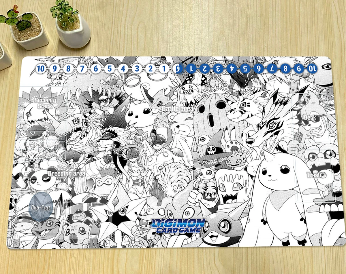 

Digimon Playmat Monster Tailmon Terriermon DTCG TCG CCG Board Game Trading Card Game Mat Anime Mouse Pad Rubber Desk Mat & Bag