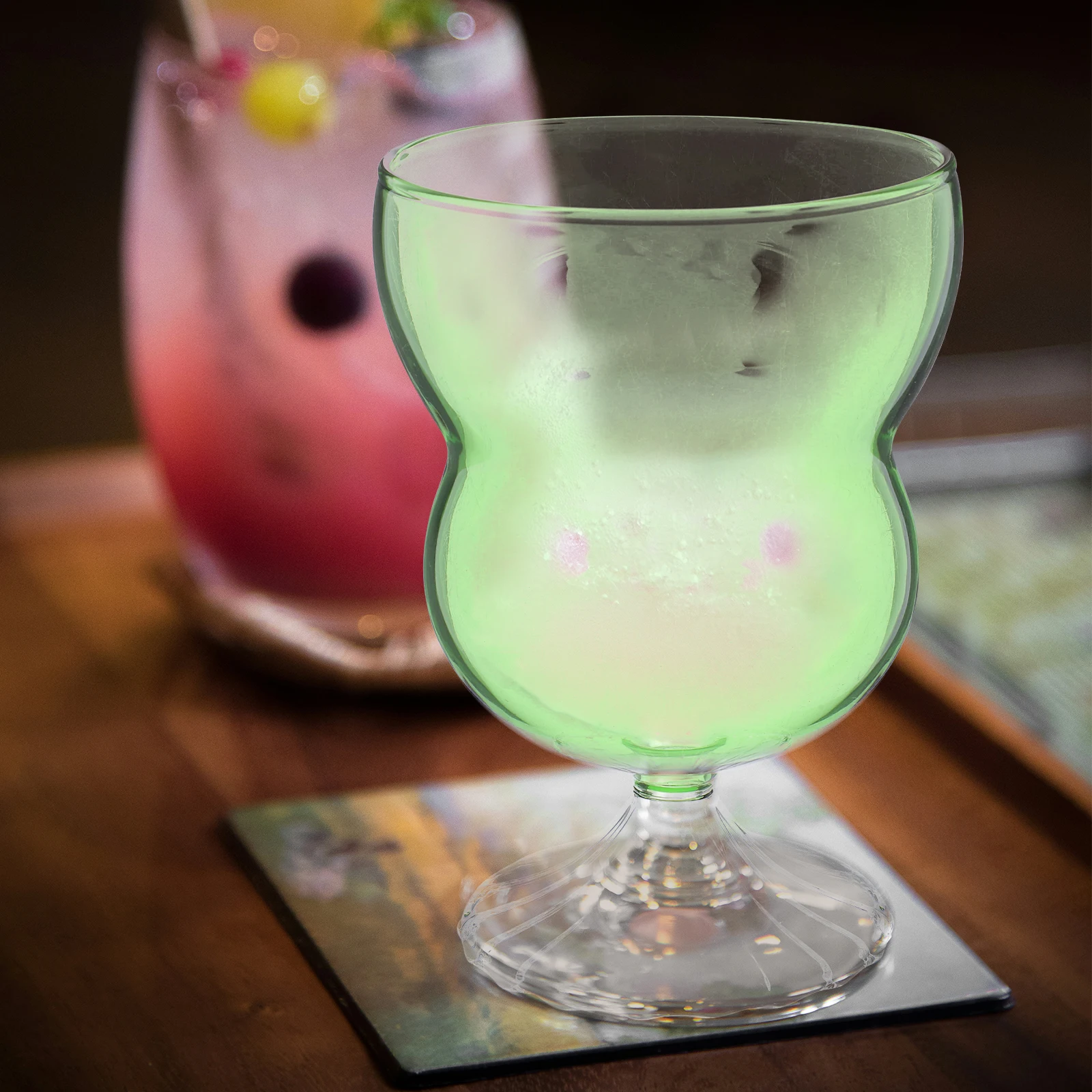 

Clear Glass Gourd Shaped Wine Goblet Transparent Stemware Elegant Design Birthday Wedding Anniversary Cocktail Water Juice Gift