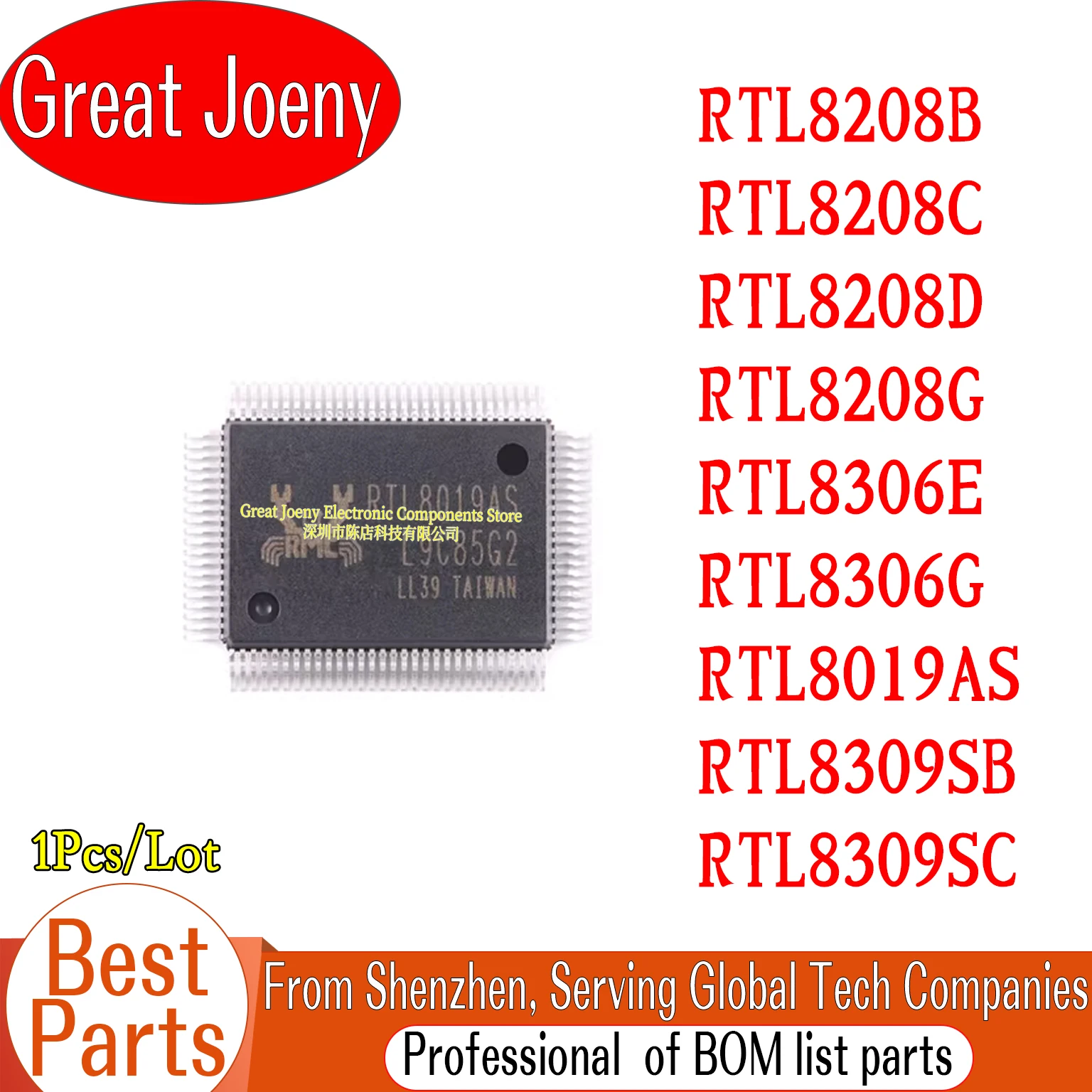 

RTL8208B RTL8208C RTL8208D RTL8208G RTL8306E RTL8306G RTL8019AS RTL8309SB RTL8309SC IC Chipset