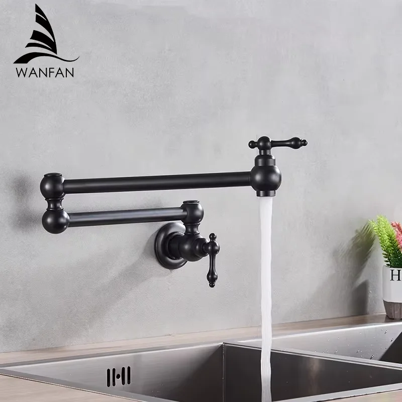 

Wall Faucet Double Joint Spout Folding Stretchable Swing Arm Wall Kitchen Faucet Single Hole Two Handle Kitchen Sink 866115