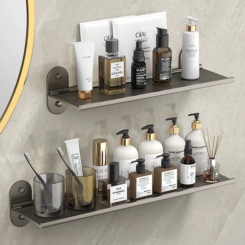 Bathroom Shelf Storage Rack Punch-Free Alumimum Foldable Shelf for Wall Bathroom Wash Basin Cosmetics Storage Organizers Shelves