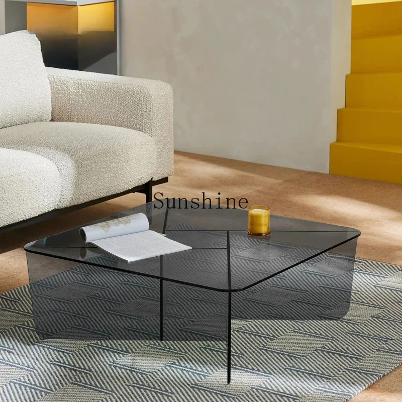 

Light luxury modern high-end tea table transparent tempered glass coffee table living room home