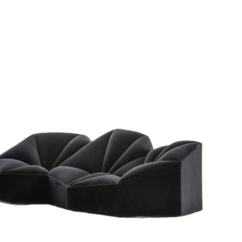 

Designer classic black line 3D sofa small apartment double triple snowflannel sofa