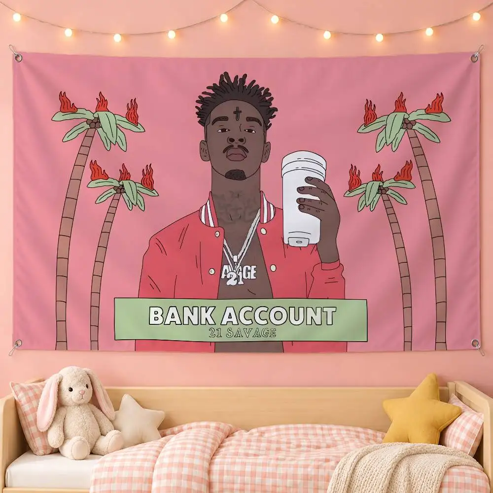 Trending Rapper 21 Savage Indoor Outdoor Flag Banner Party Decor Hanging Wall Backdrop