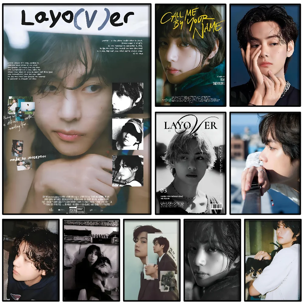 Kpop Boy Kim Tae Hyung V Layover Poster Paper Print Home Living Room Bedroom Entrance Restaurant Cafe Art Painting Decoration