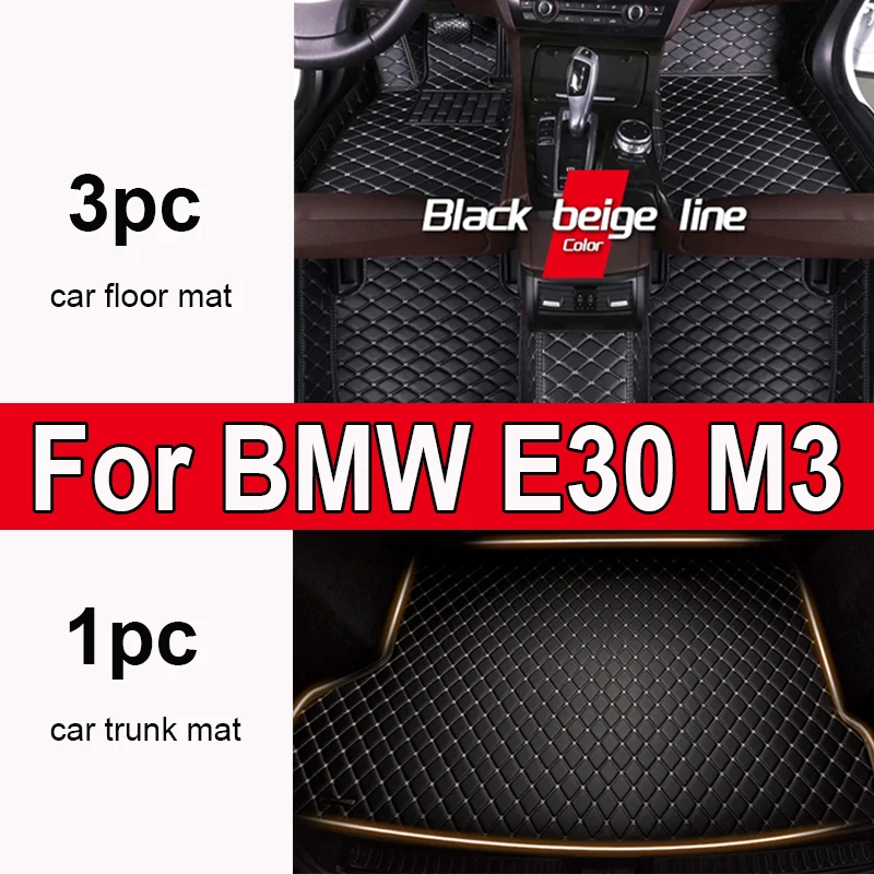 Custom Automotive Car Floor Mats For BMW E30 M3 1986 1987 1988 1989 1990 Auto Luxury Leather Men Women Car Mats Full Coverage