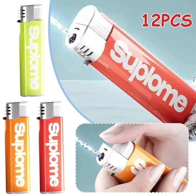 

12Pcs Lighter Shape Water Gun Squirt Toy Prank Practical Joke Funny Spray Gun for Kids Adults Beach Pool Party Summer Gift