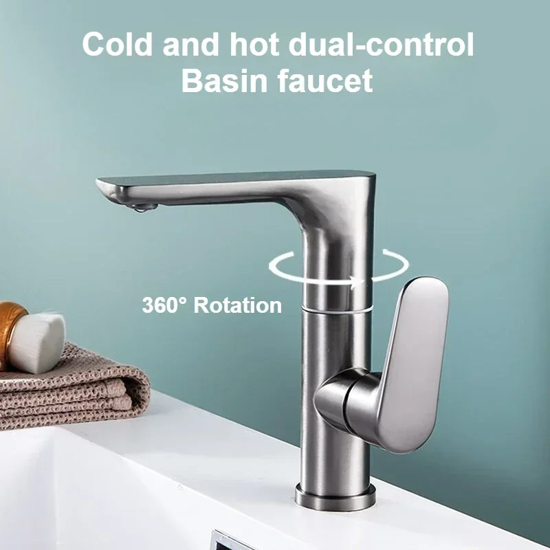 

Single Handle Bathroom Faucets Stainless Steel Basin Mixer Tap 360° Swivel Toilet Countertop Faucet Hot and Cold Water Tap