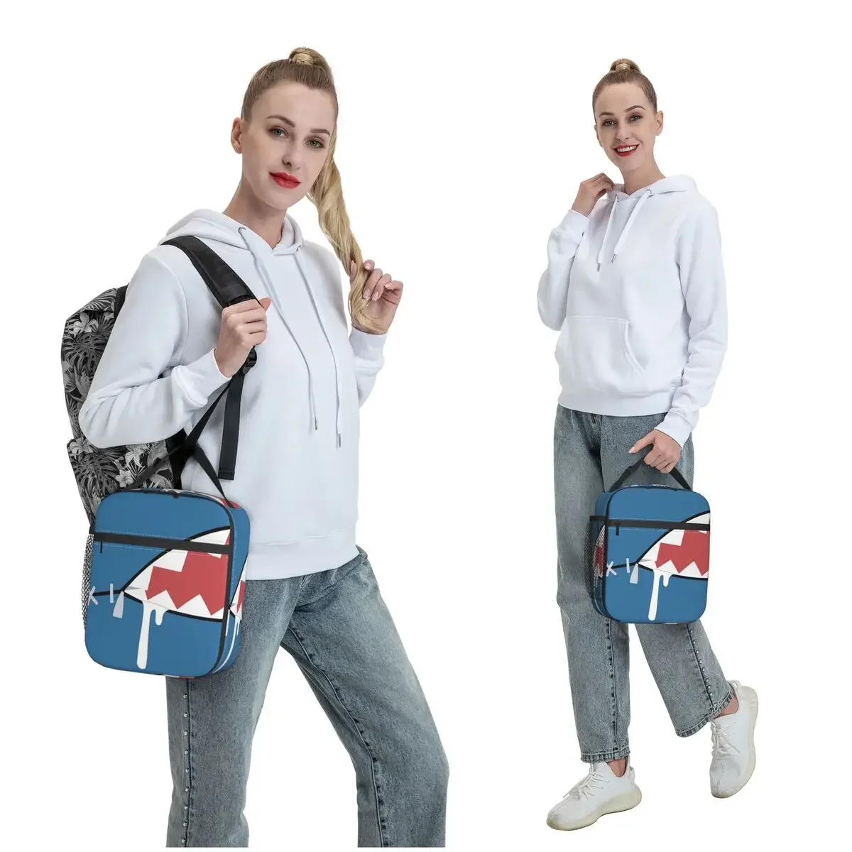 Gawr Gura Shark Mouth Insulated Lunch Bag for Women Children Leakproof Food Boxes Thermal Lunch Box Tote