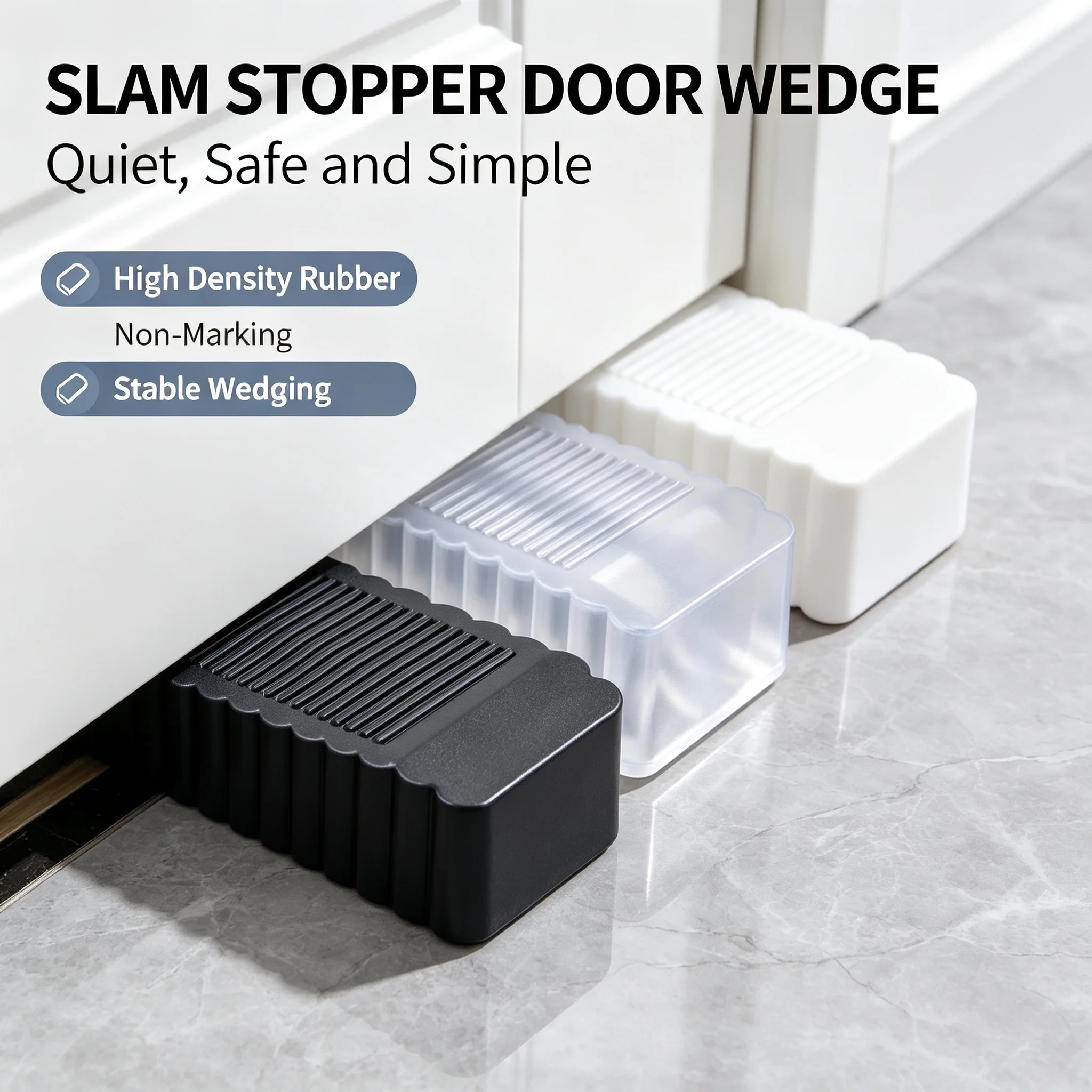 Impact Resistant Safety Wedge Door Stopper Block Silicone Rubber No-Drill Door Rear Retainer for Home Office Fittings