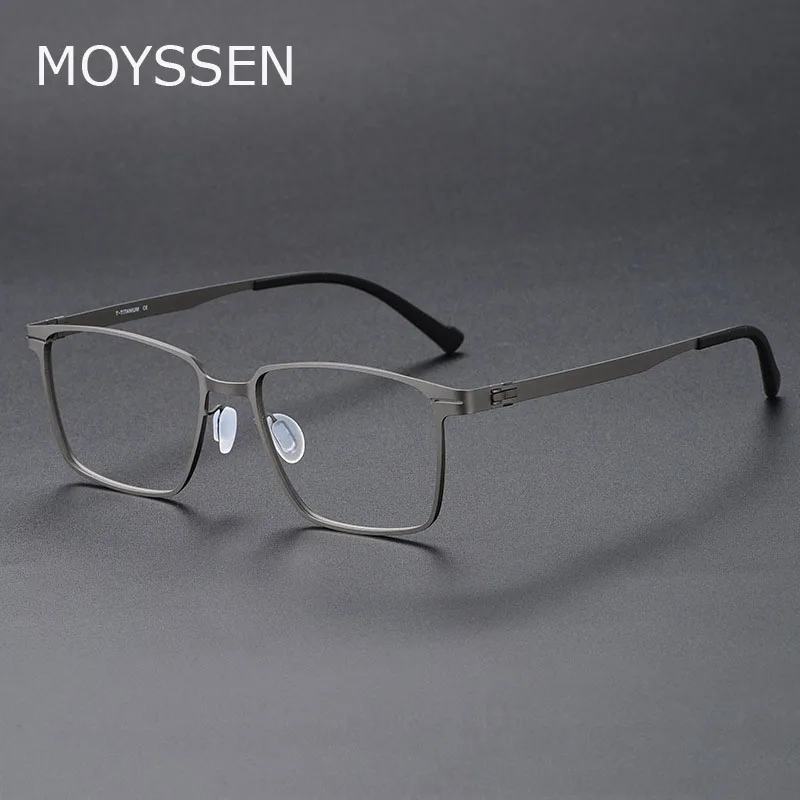 Germany Design Screwless Big Large Square Pure Titanium Frame Business Man Classic Simple Thin Eyeglasses Can Customize Myopia