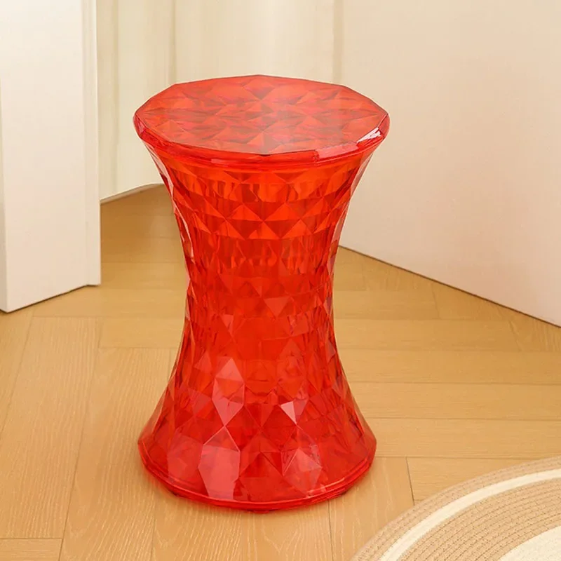 

Nordic Chair Transparent Acrylic Stool Crystal Shoes Changing Round Stools Relaxing Mobile Individual Orange Home Furnitures