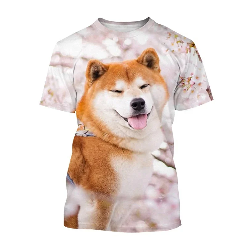 Japanese Akita Inu T Shirt For Men Cute Dog Animal 3D Printed Tees Harajuku Short Sleeve Baggy Street Tops T-shirt Kids