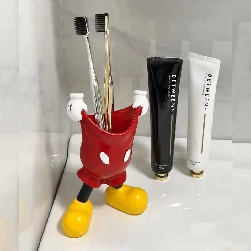 Disney Mickey Mouse Creative Design Cute Plastic Pen Holder Storage Gloves Vase Desktop Ornament Couple Christmas Halloween Gift